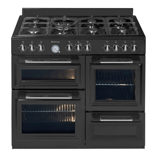 90cm Freestanding Dual Fuel Cooker with 9 Functions and 5 Gas Burners – Stainless Steel