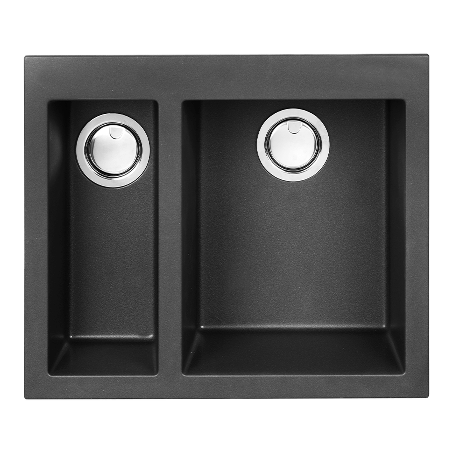 AGS592B - Feature Image 590mm Double-Bowl Granitek Sink – Black