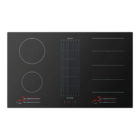 90cm Induction Cooktop with 4 Zones and Integrated Downdraft – Black Glass