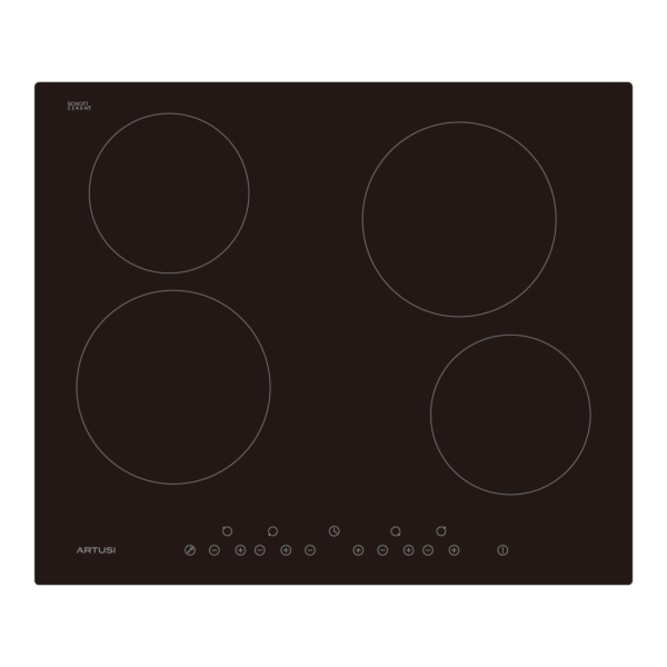 60cm Ceramic Cooktop with 4 Zones – Black Glass