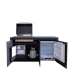 Piazza Outdoor Kitchen with Integrated Bar Fridge and Ice Maker – Matte Black