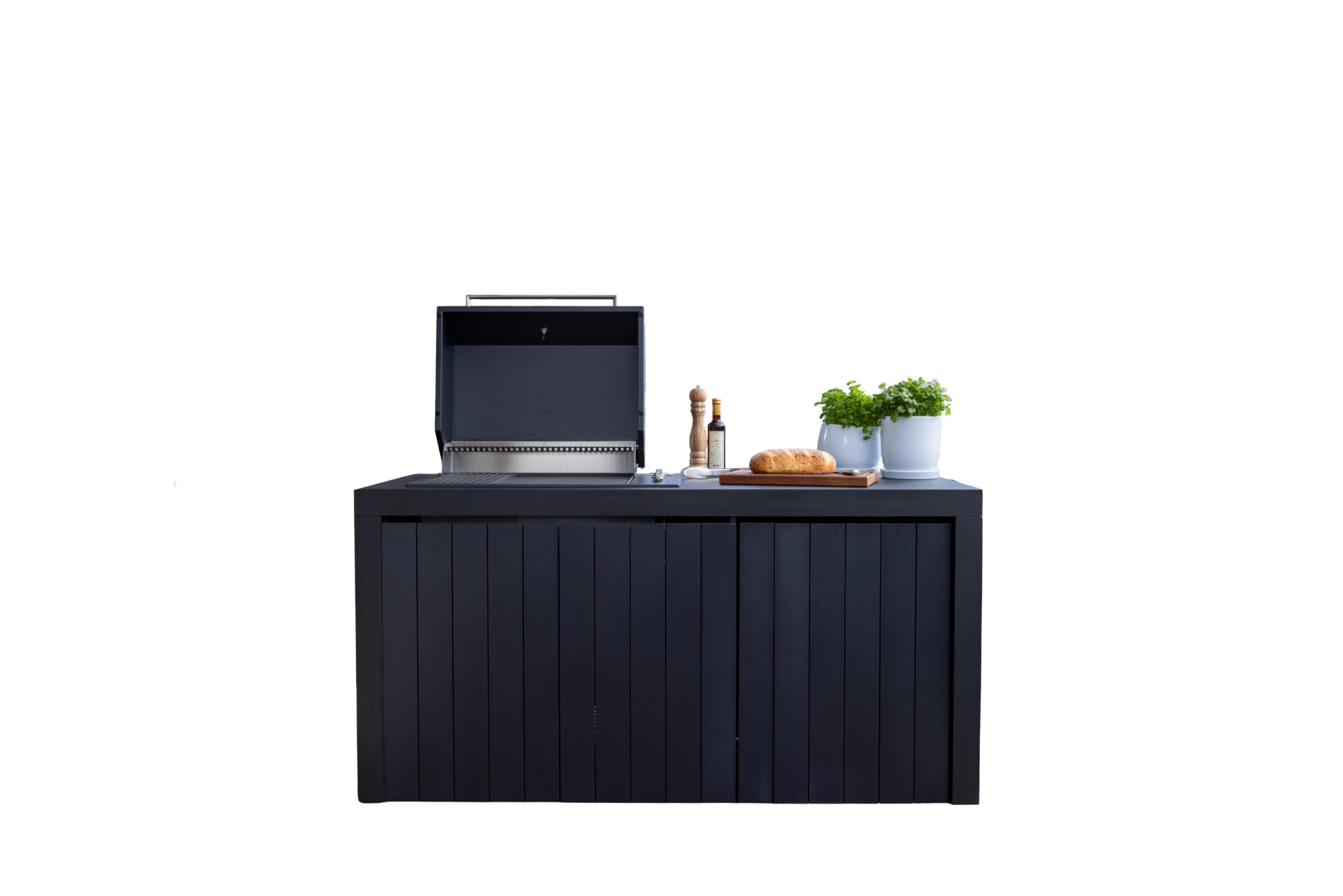 Piazza Outdoor Kitchen with Integrated Bar Fridge – Matte Black
