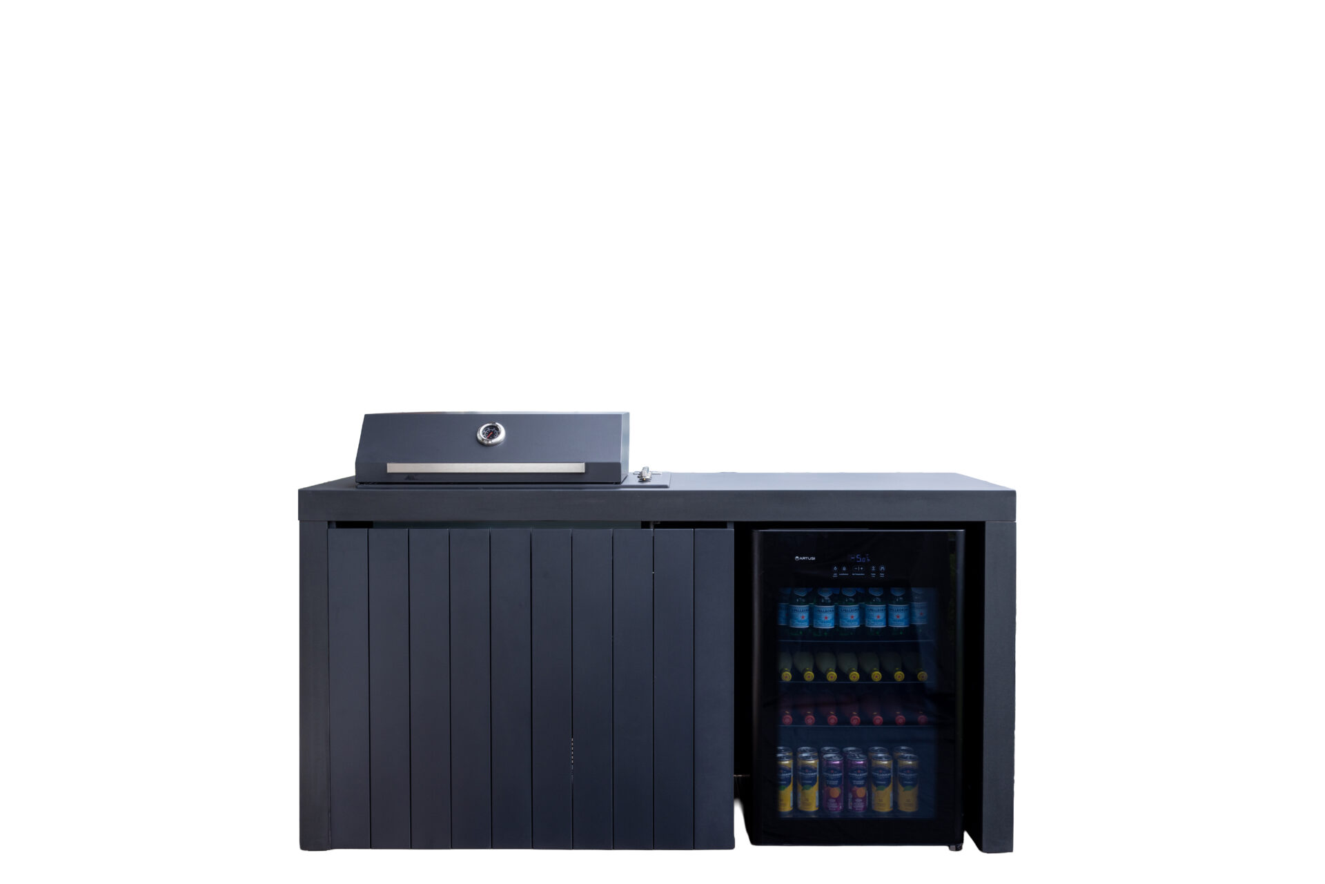 Piazza Outdoor Kitchen with Beverage Cooler – Matte Black