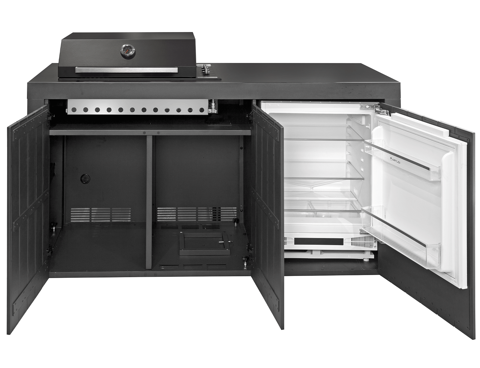 Piazza Outdoor Kitchen with Integrated Bar Fridge – Matte Black