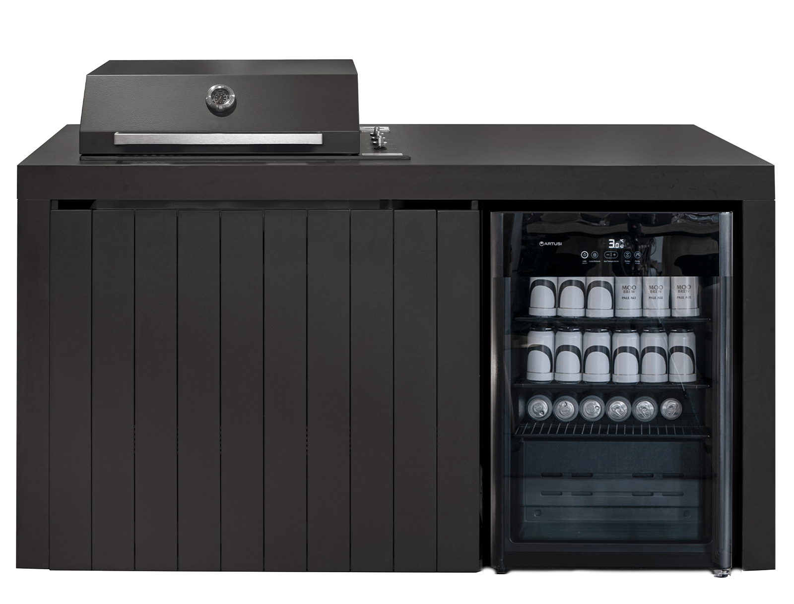 Piazza Outdoor Kitchen with Beverage Cooler – Matte Black