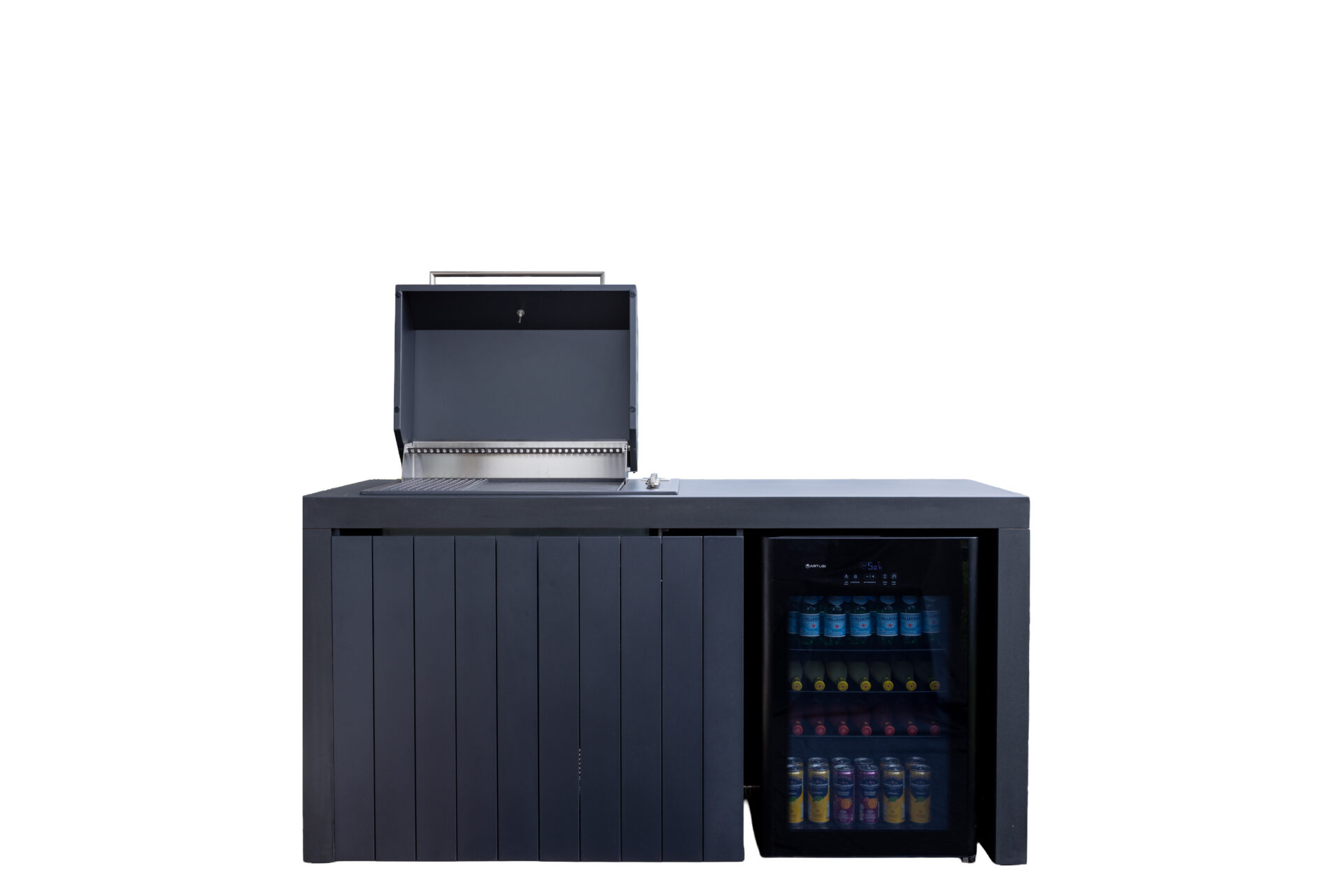 Piazza Outdoor Kitchen with Beverage Cooler – Matte Black