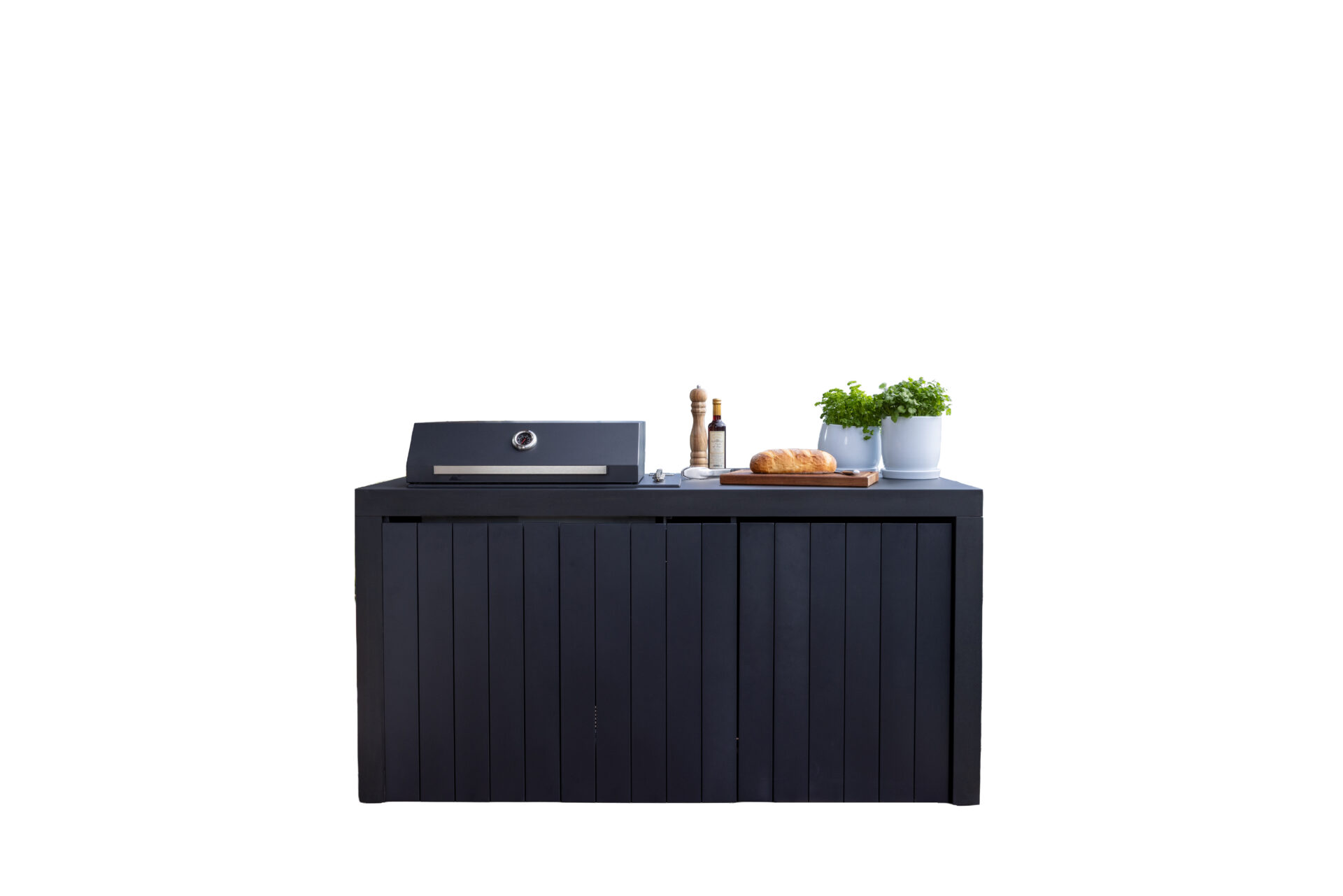 Piazza Outdoor Kitchen with Integrated Bar Fridge – Matte Black