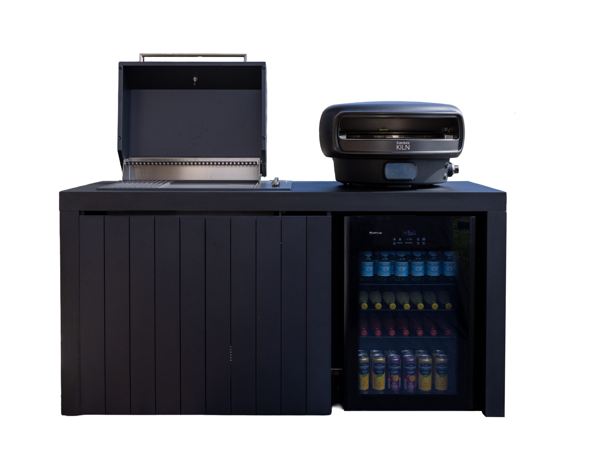 Piazza Outdoor Kitchen with Beverage Cooler – Matte Black